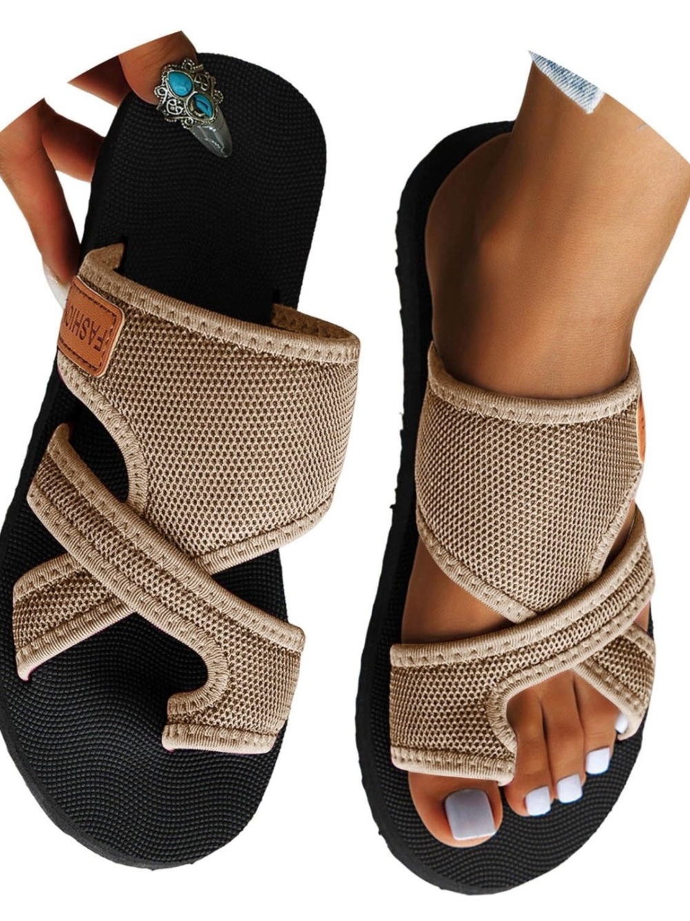 Orthopedic sandals 40, flip-flops, with mesh and toe ring
